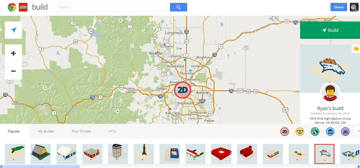 Build with Chrome lets you browse cities and see models that have been built "nearby"