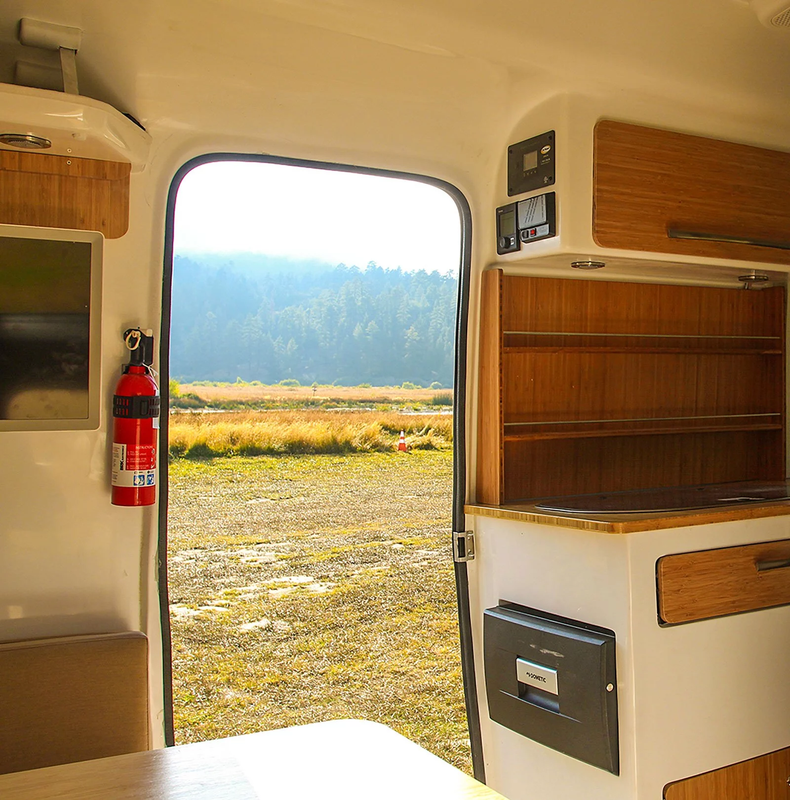 Drawer fridge accessible from inside or out