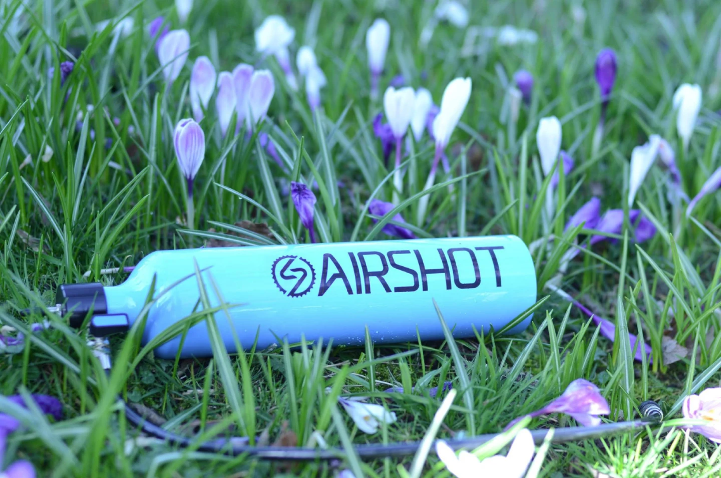 Airshot is basically a reusable compressed air canister that can be filled up by the user via a regular floor pump