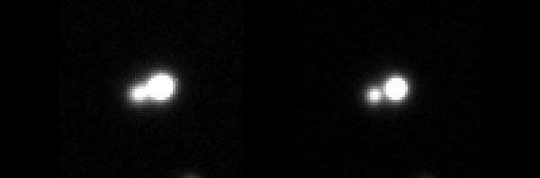 Sharpening of a close double star using the A0-8T on the right, and no adaptive optics on the left (Photo: SBIG)