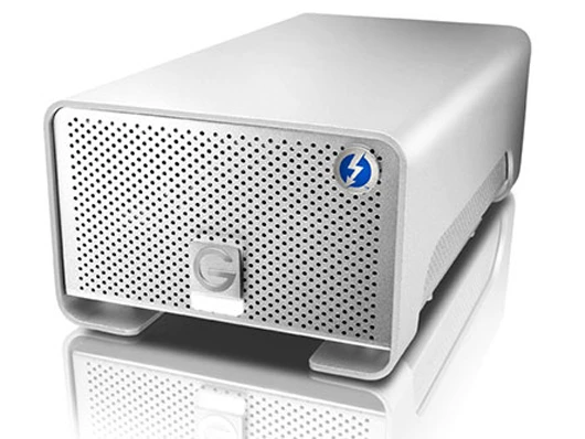 G-RAID with Thunderbolt front angle