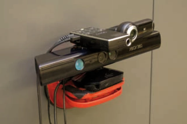 The prototype LightBeam system built using a connect and a pico projector