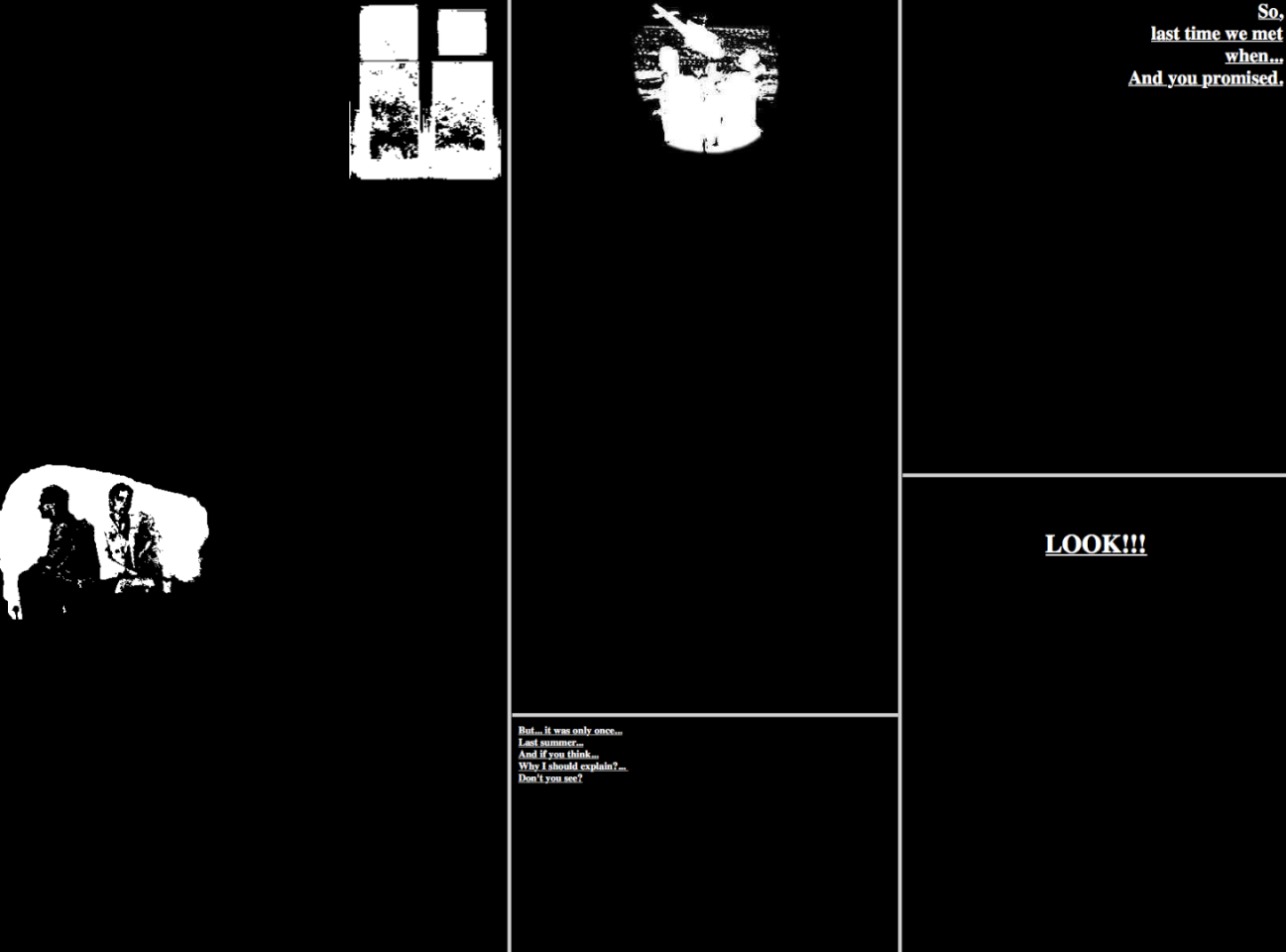 A screenshot from Olia Lialina's "netfilm" My Boyfriend Came Back From the War – the project can still be found online here