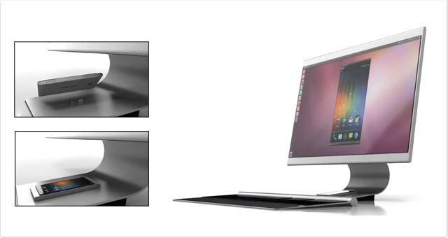The NexPhone docks with the NexMonitor to create a full desktop experience