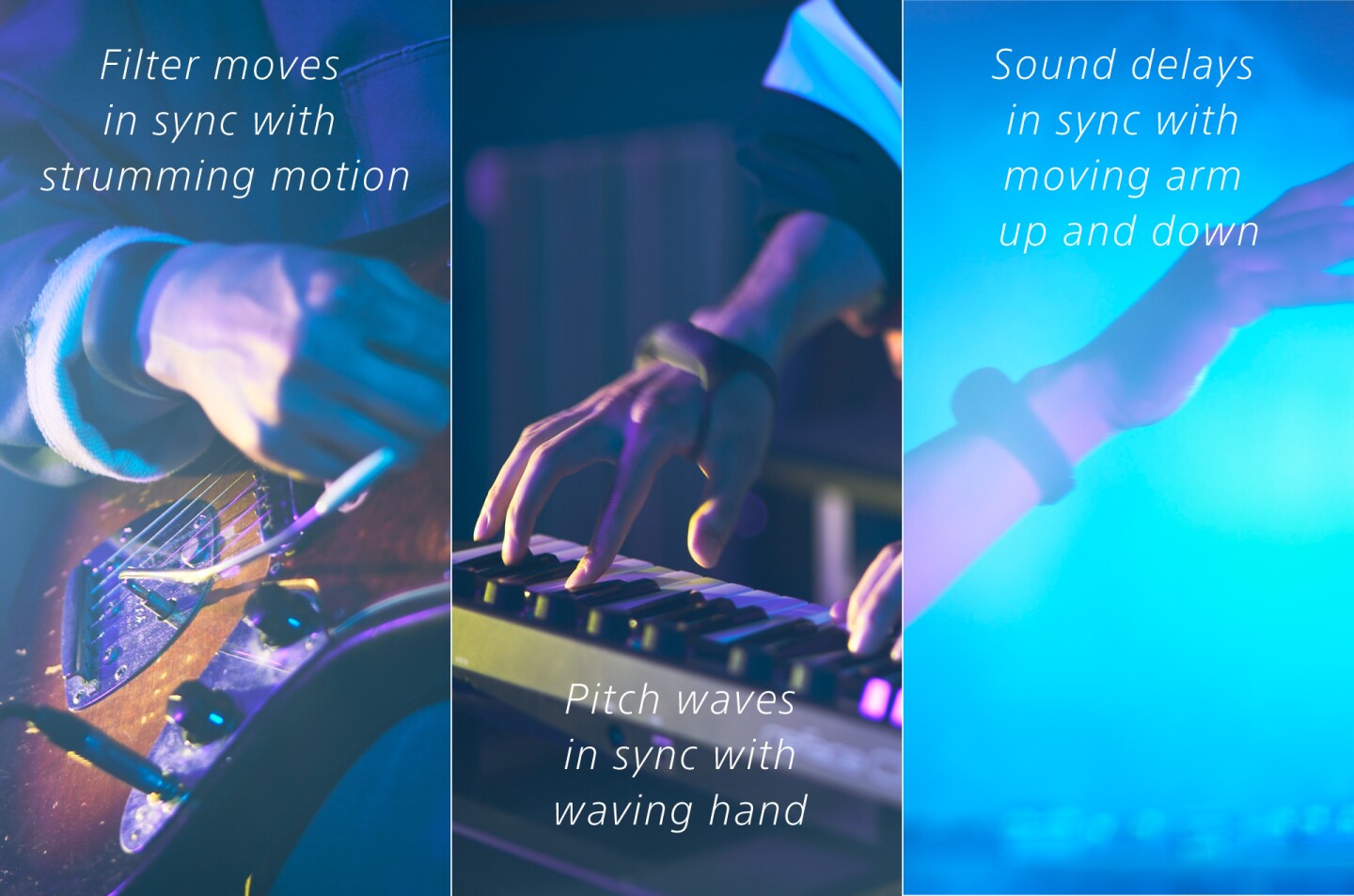 Gestures like waves, rolls and twists can be set to trigger different sound effects