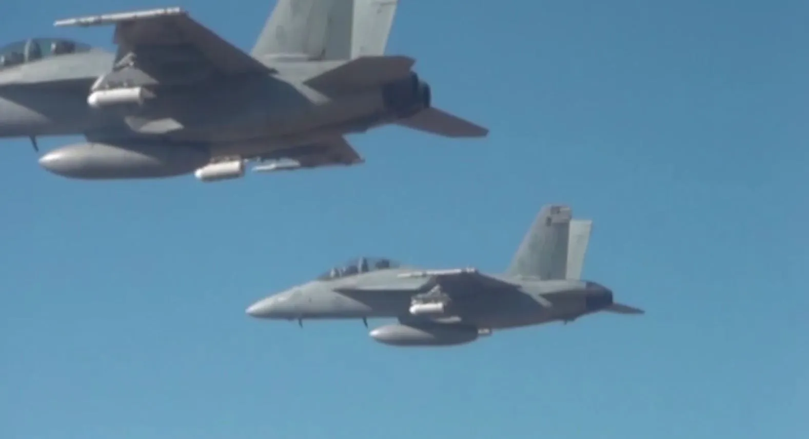 The 103 drones were dropped from flare dispensers mounted on three F/A-18 Super Hornets