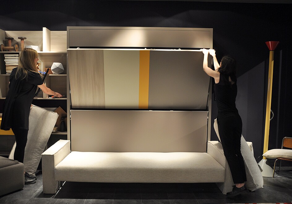 The wall feature hides the second sleeping edition to the sofa lounge
