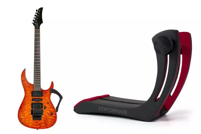 The Performaxe has been designed to fit most modern guitars with a thickness between 2.5 and 6 cm