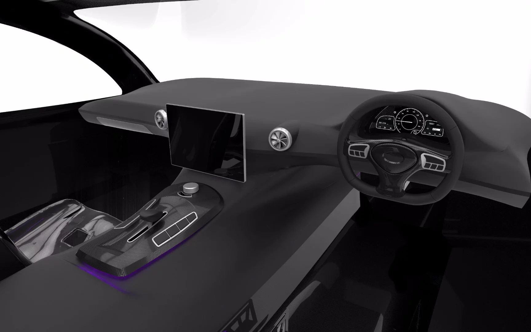 Render of the Sunswift Violet's cockpit