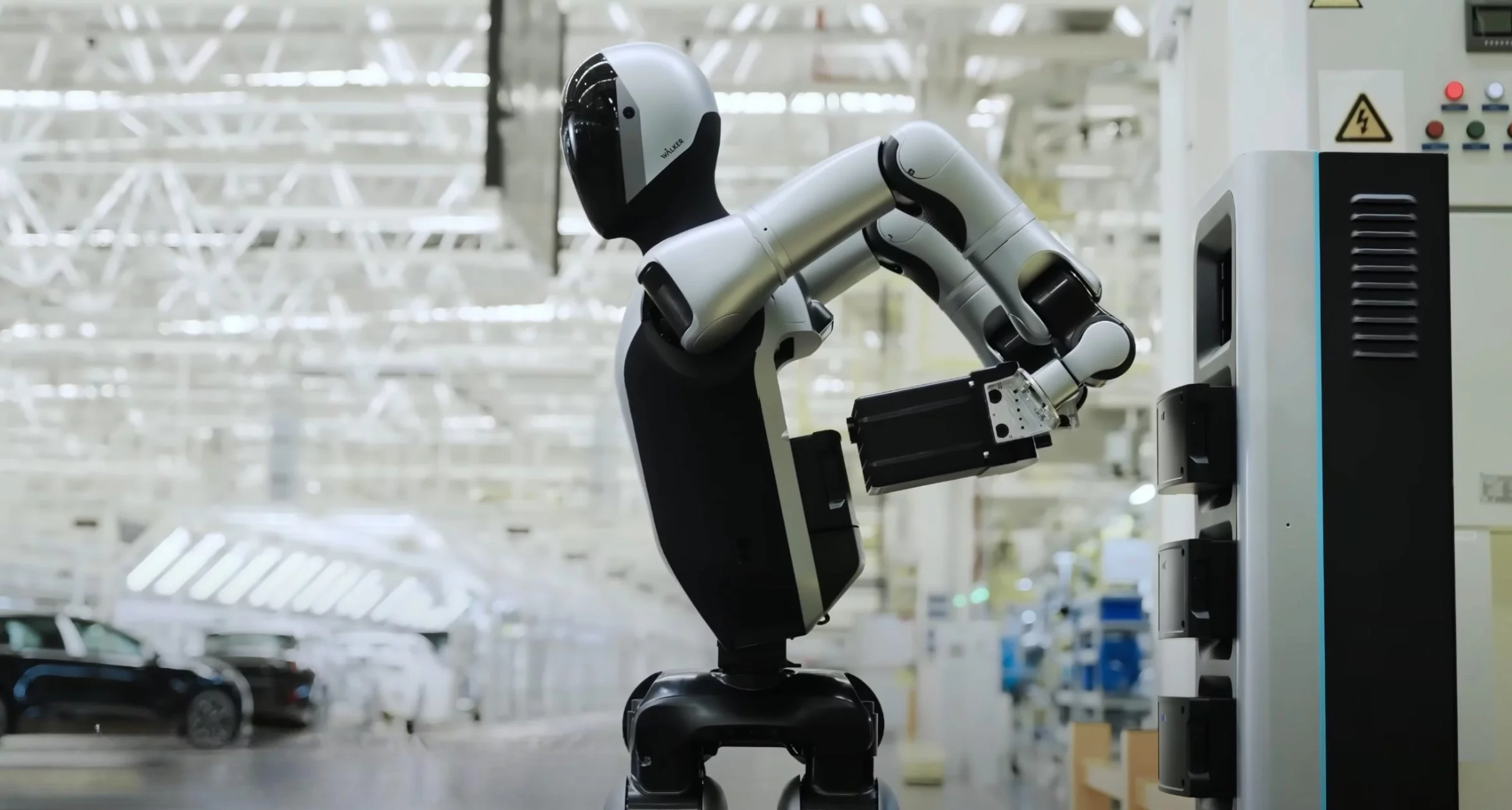 The Walker S2 features a dual-battery design, and can swap out a depleted module at a strategically placed battery station