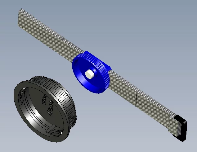 The Backer Capper strap-mounted base, with one of its corresponding rear lens caps