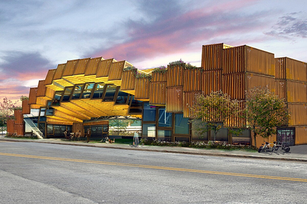 A Los Angeles design firm has proposed using 65 shipping containers to build an environmental education center in the city of Long Beach (Image: APHIDoIDEA)