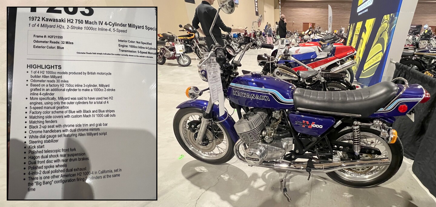 Allen Millyard's four-cylinder 1000cc two-stroke Kawasaki pictured in the South Point Casino in Las Vegas earlier today