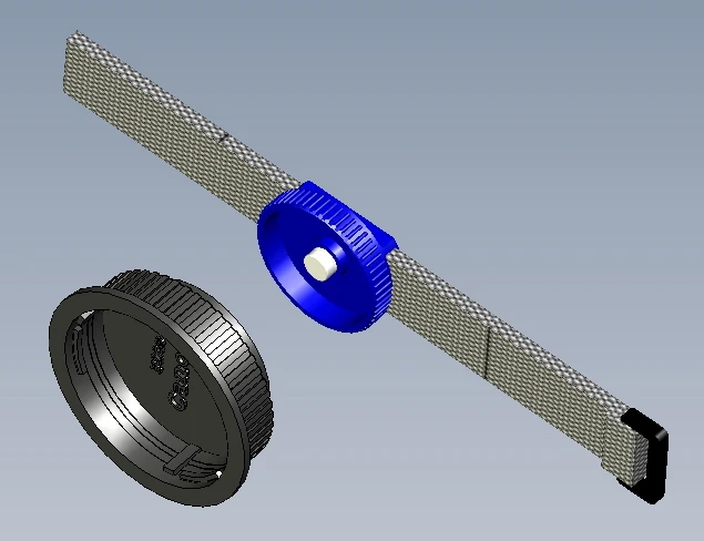 The Backer Capper strap-mounted base, with one of its corresponding rear lens caps
