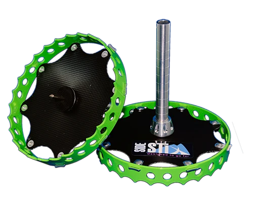 The SideStix snowshoe feet facilitate outdoor winter use