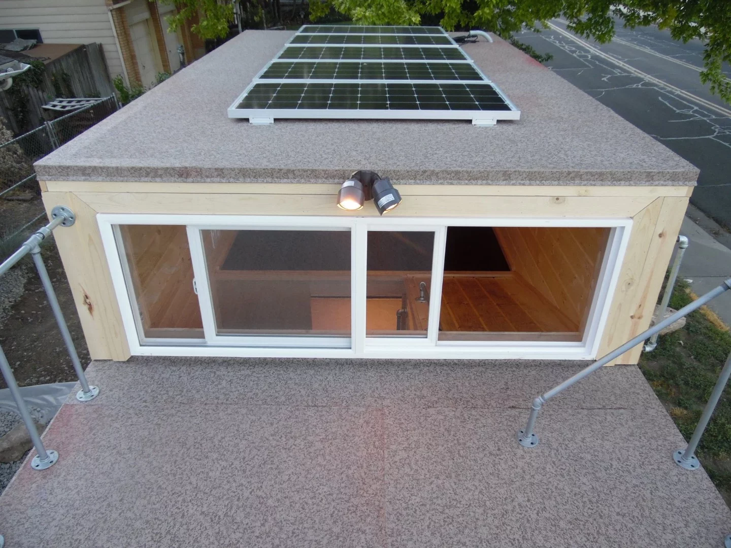 The rooftop solar array allows the tiny house to operate off-the-grid