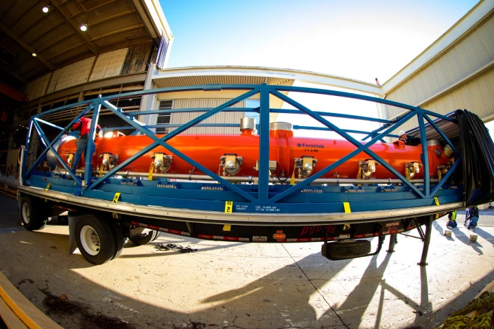 The first of 37 cryomodules has arrived at Stanford's SLAC National Accelerator Laboratory, which will boost the power and speed of the Linac Coherent Light Source (LCLS) X-ray laser