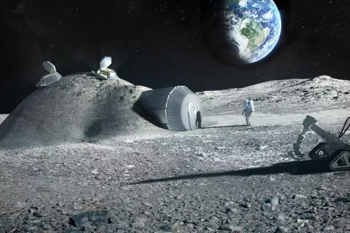 Artist's impression of a habitat on the Moon