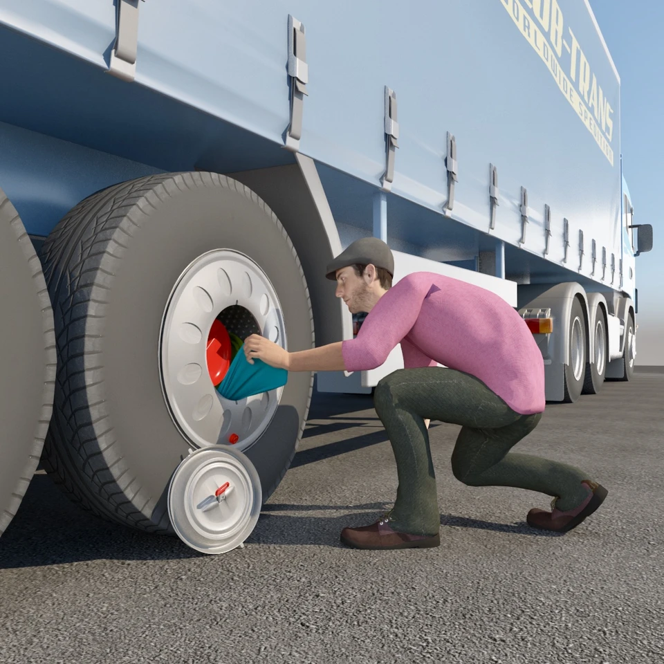C.Mile converts a truck’s wheel hub into a mobile washing machine for Iran's long-haul drivers that relies the motion of the vehicle to tumble and cleanse their clothes