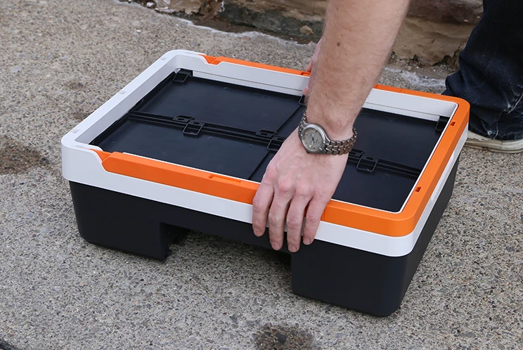 The Crate folds down when not in use