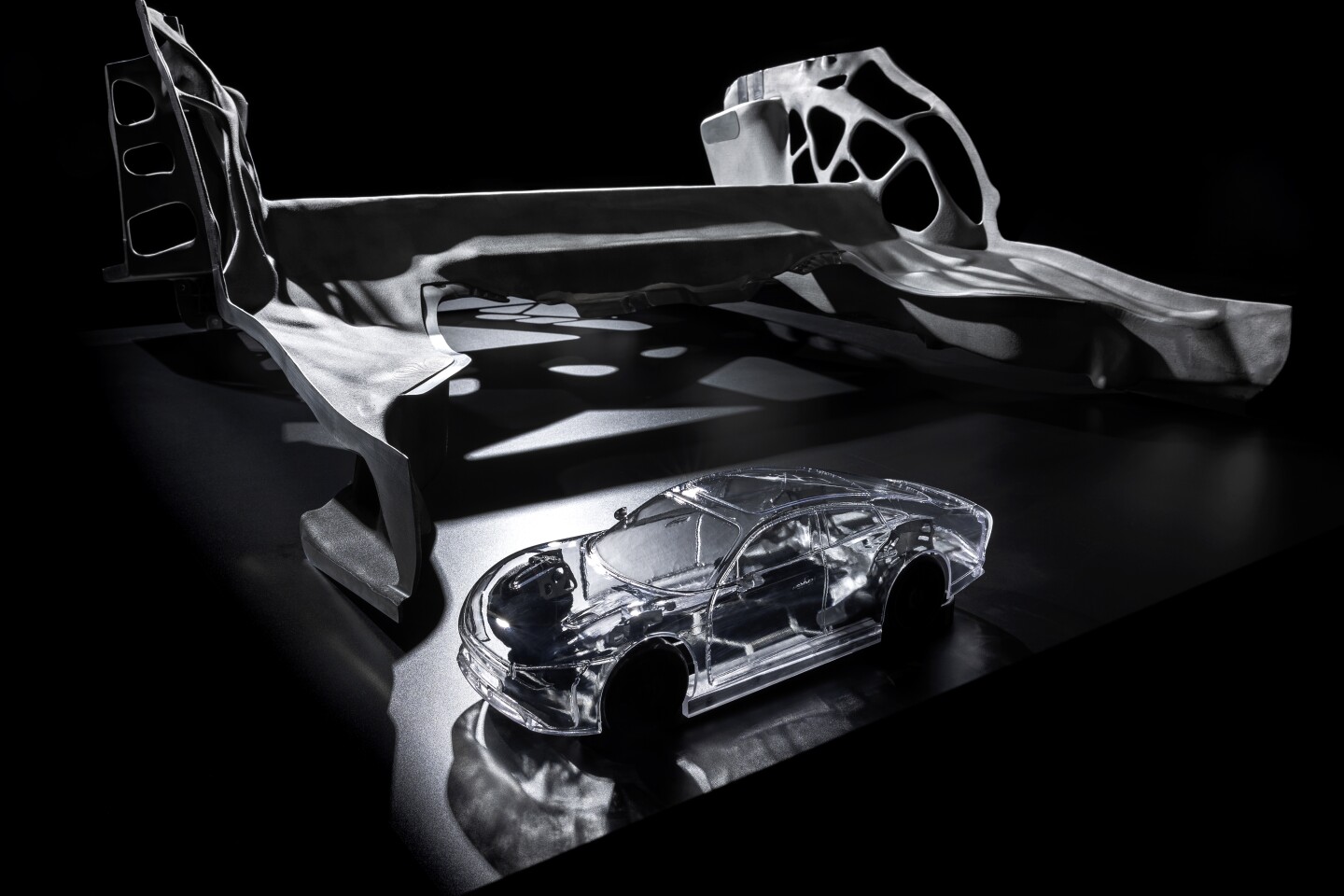 The BIONEQXX rear floor is currently the largest structural casting at Mercedes-Benz