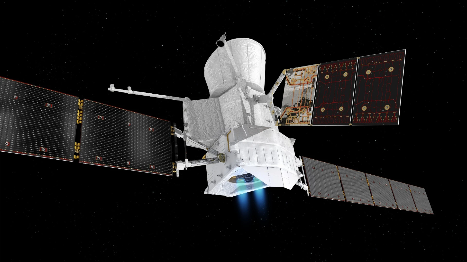 BepiColombo under ion thrusters