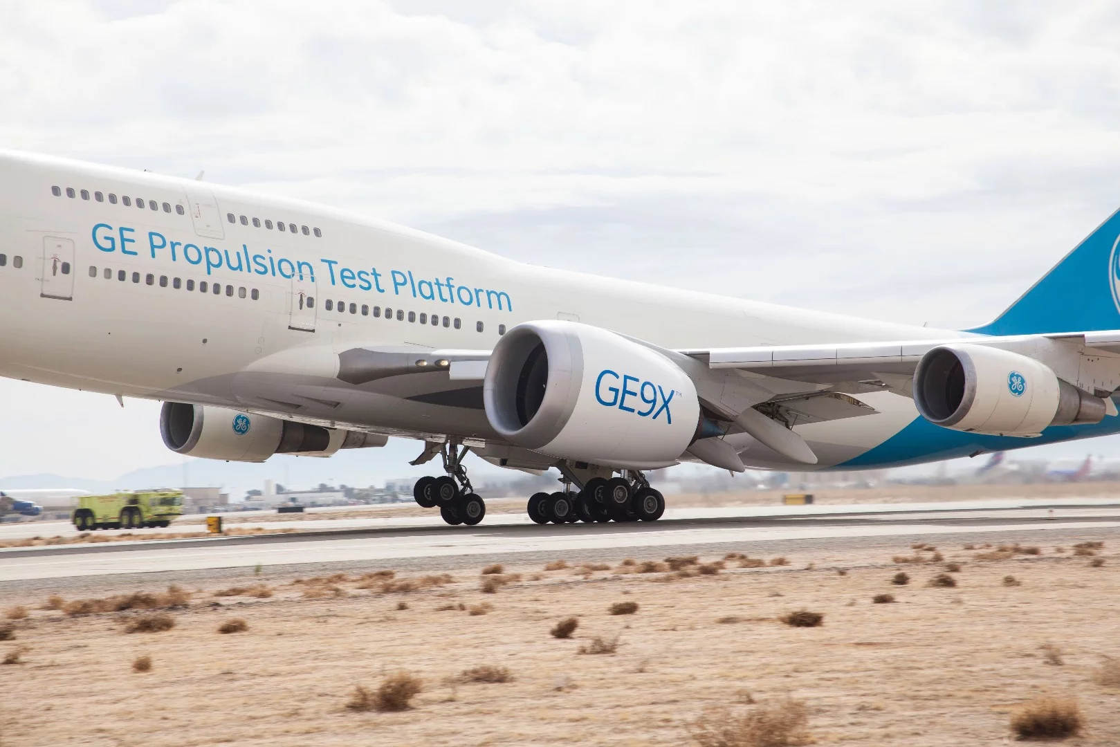 The world's largest commercial jet engine, the GE9X, fitted to a test aircraft