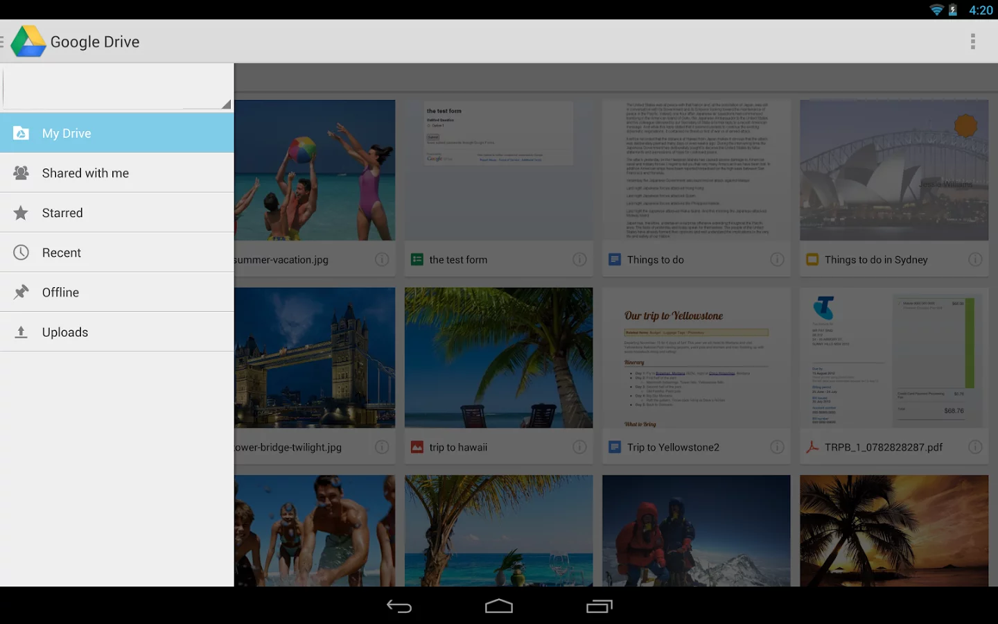 Google Drive interface