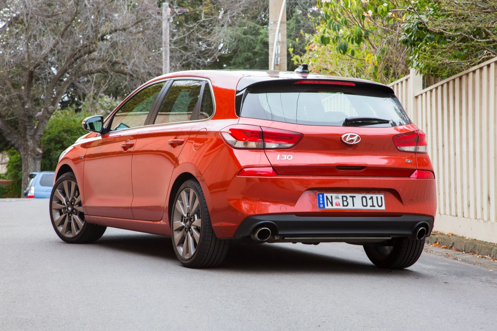 Dual exhausts are standard on the Elantra SR
