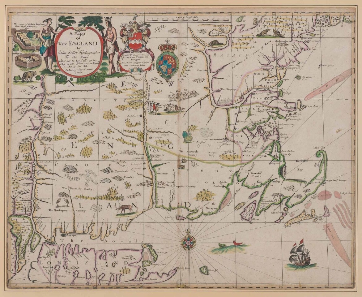 $343,750 | 'A Mapp of New England' by John Seller (c. 1676) | Auction House: Doyle New York | Sale price: US$343,750 | Official Estimate: US$4,000 to $6,000 | Date of sale: November 13, 2018