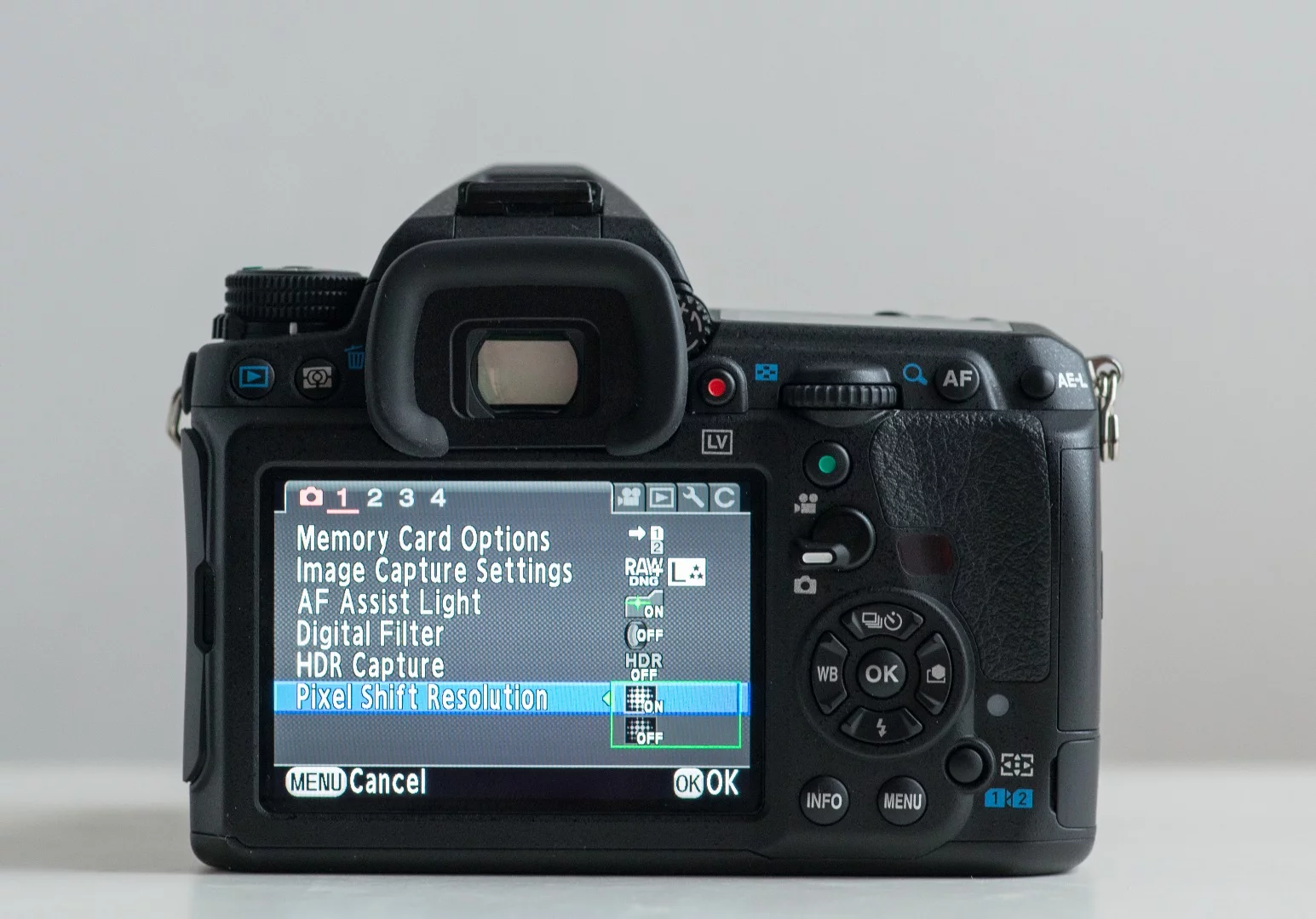 The Pentax K-3 II makes it easy to access features such as Pixel Shift Resolution