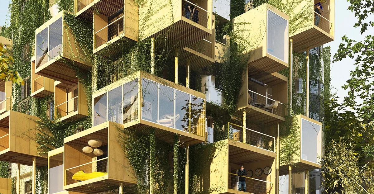 Plug-in City 75's cubes will increase living space for the residents and improve the building's energy-efficiency
