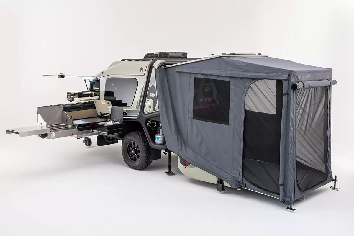 ARB says it takes just a couple minutes to set up the full layout with rear hatch tent