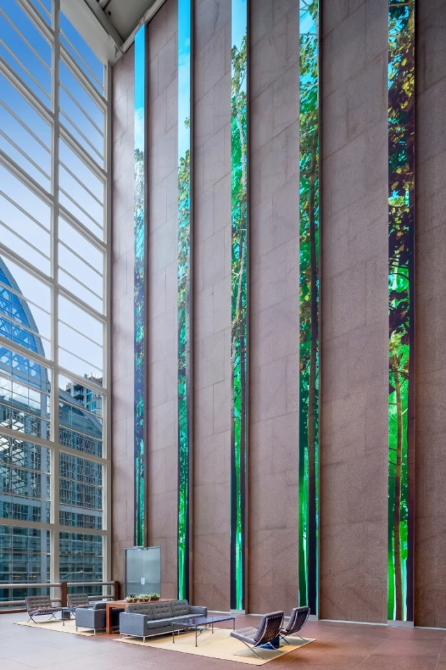The screens display content inspired by Denver's surroundings