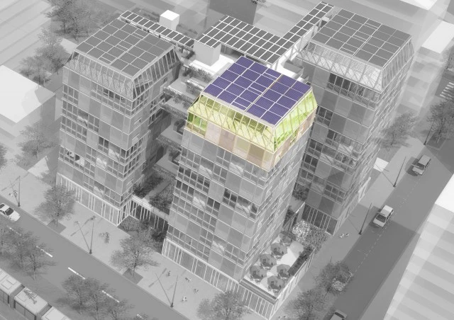 Canopea has been designed so that a series of modules can be stacked on top of one another, creating a “nanotower”