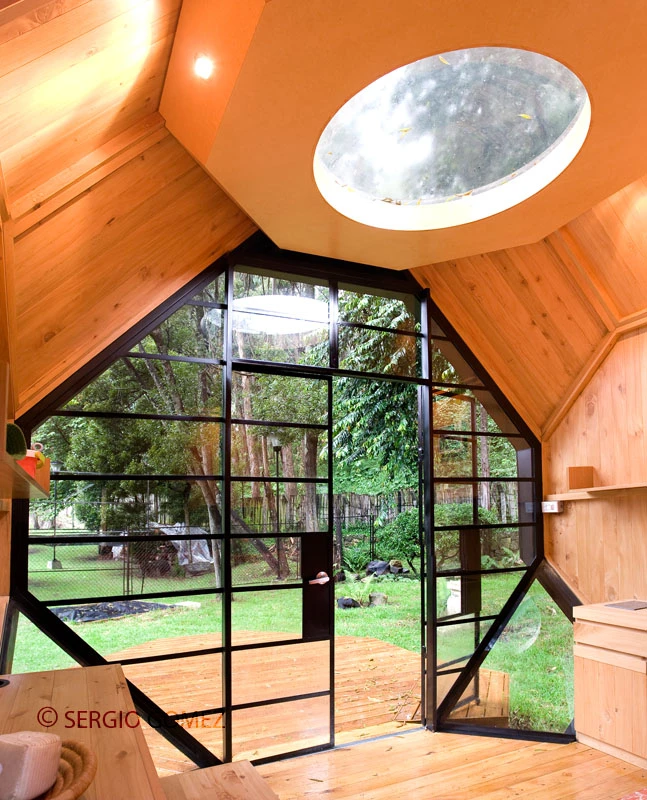 A center skylight that beams light through the top of the ceiling