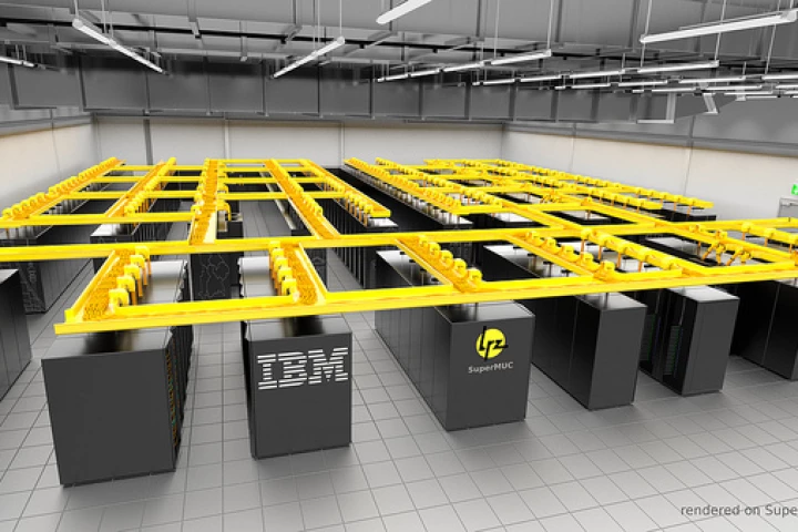 Computer rendition of SuperMUC rendered by SuperMUC (Image: Leibniz-Rechenzentrum der Bayerischen Akademie der Wissenschaften)