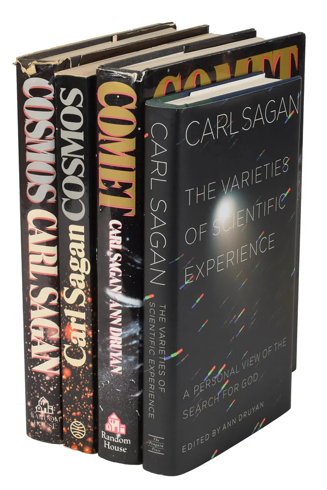 The collection includes books signed by Sagan