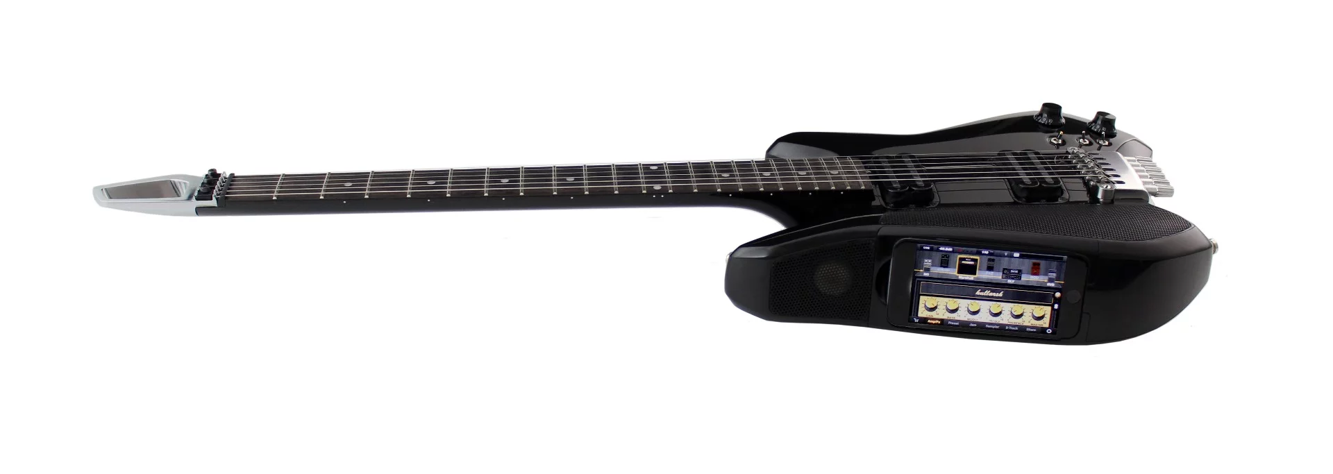 The Fusion Guitar has an upfiring high/midrange driver that acts kind of like a stage monitor, feeding audio to the player