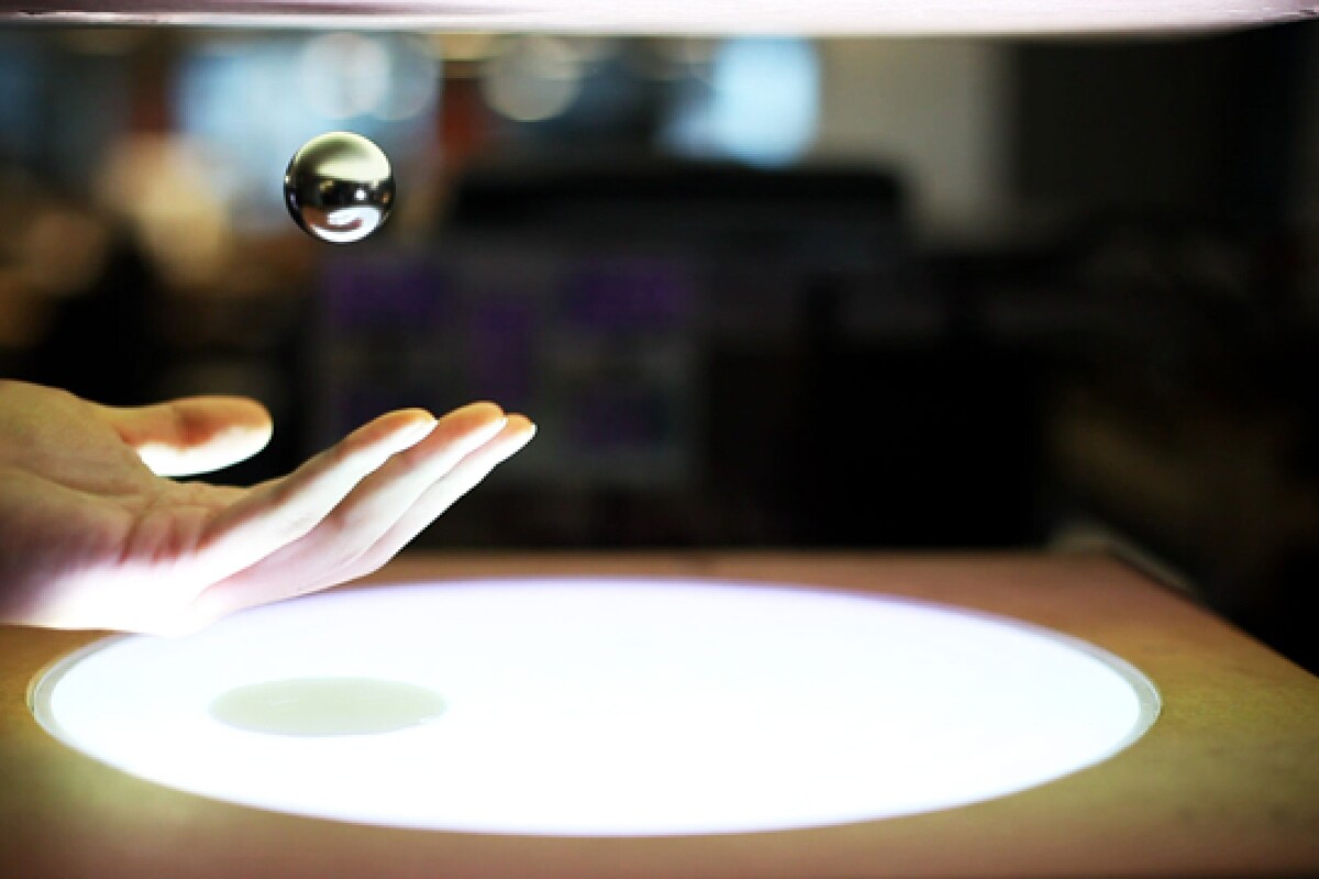 The experimental ZeroN system will hold a magnetic ball in mid-air, wherever the user has left it