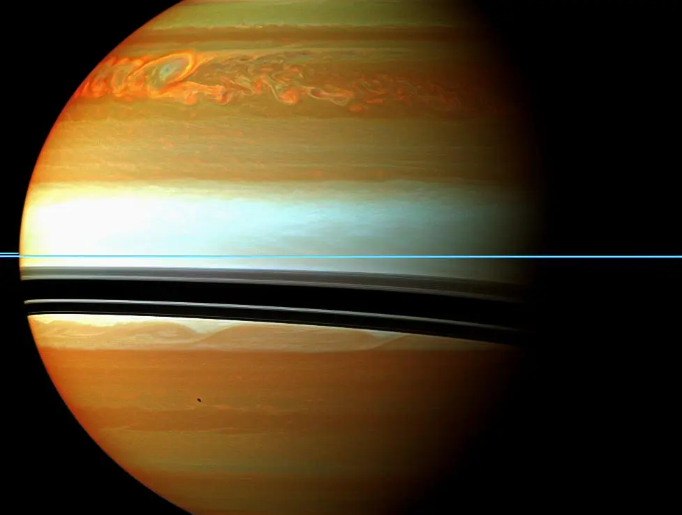 Saturn's northern storm marches through the planet's atmosphere (Image: NASA/JPL-Caltech/Space Science Institute)