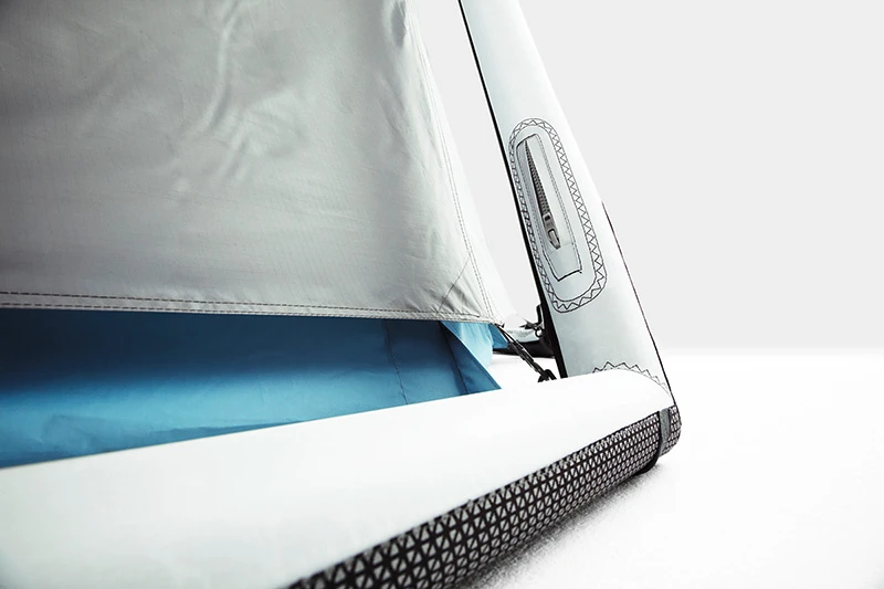 The inflatable geodesic "Cave" tent from Heimplanet