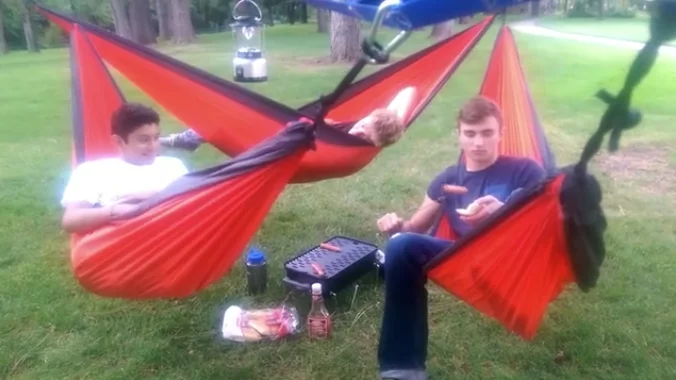Grill out with friends from your hammock