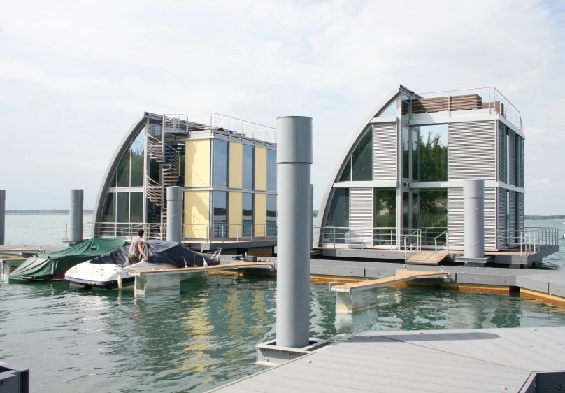 Designed by the German architectural firm Steeltec37, the modular buildings offer sustainable living and lakeside luxury