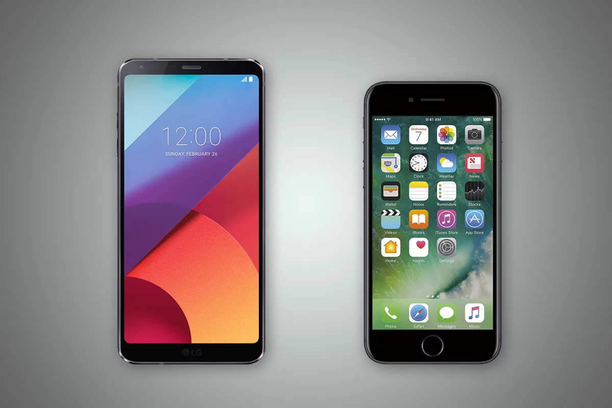 New Atlas compares the features and specs of the LG G6 (left) and Apple iPhone 7