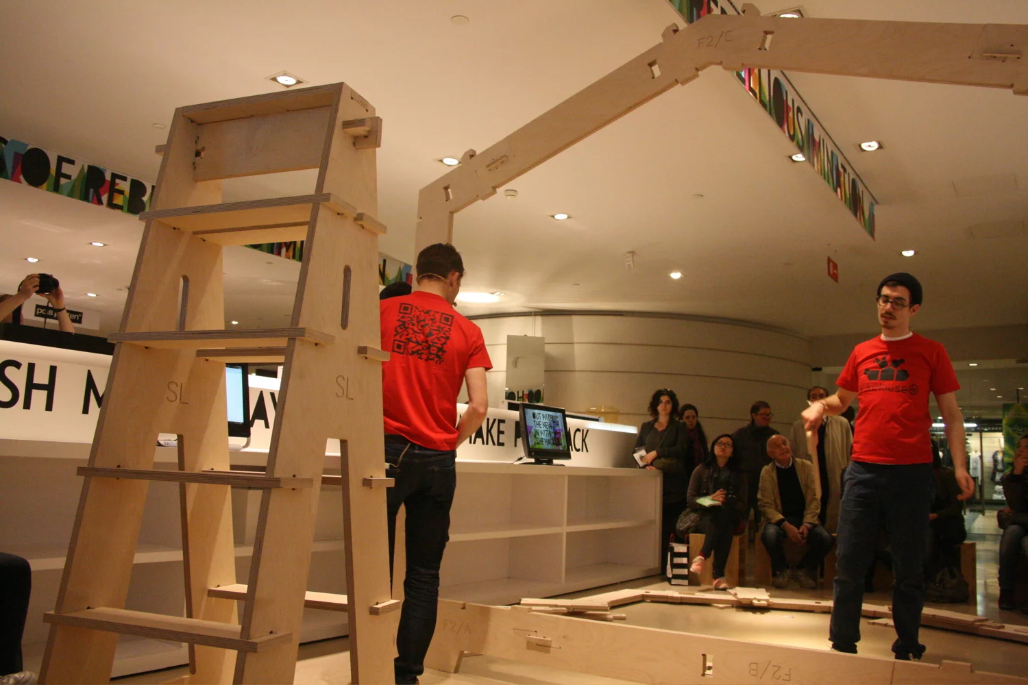 The WikiHouse construction system is based on the use of plywood fins that connect together to form a robust timber frame structure (Photo: Bridget Borgobello/Gizmag)
