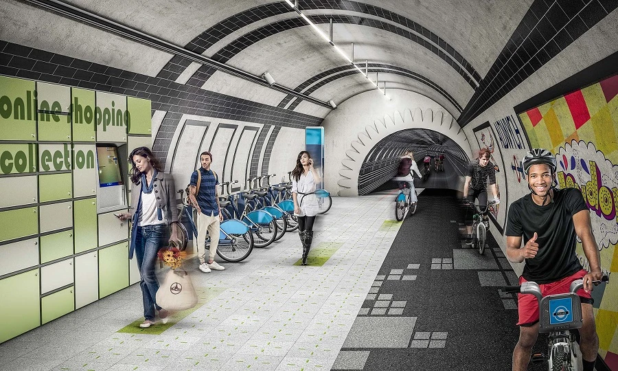 The London Underline concept would see the city's disused tunnels used as a network of cycle and footpaths (Image: Gensler)