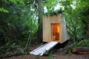 The MycoToilet is set up in the UBC Botanical Garden