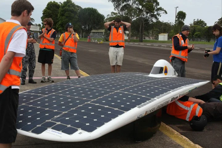 The Sunswift IVy at HMAS Albatross navy base airstrip in Nowra, NSW