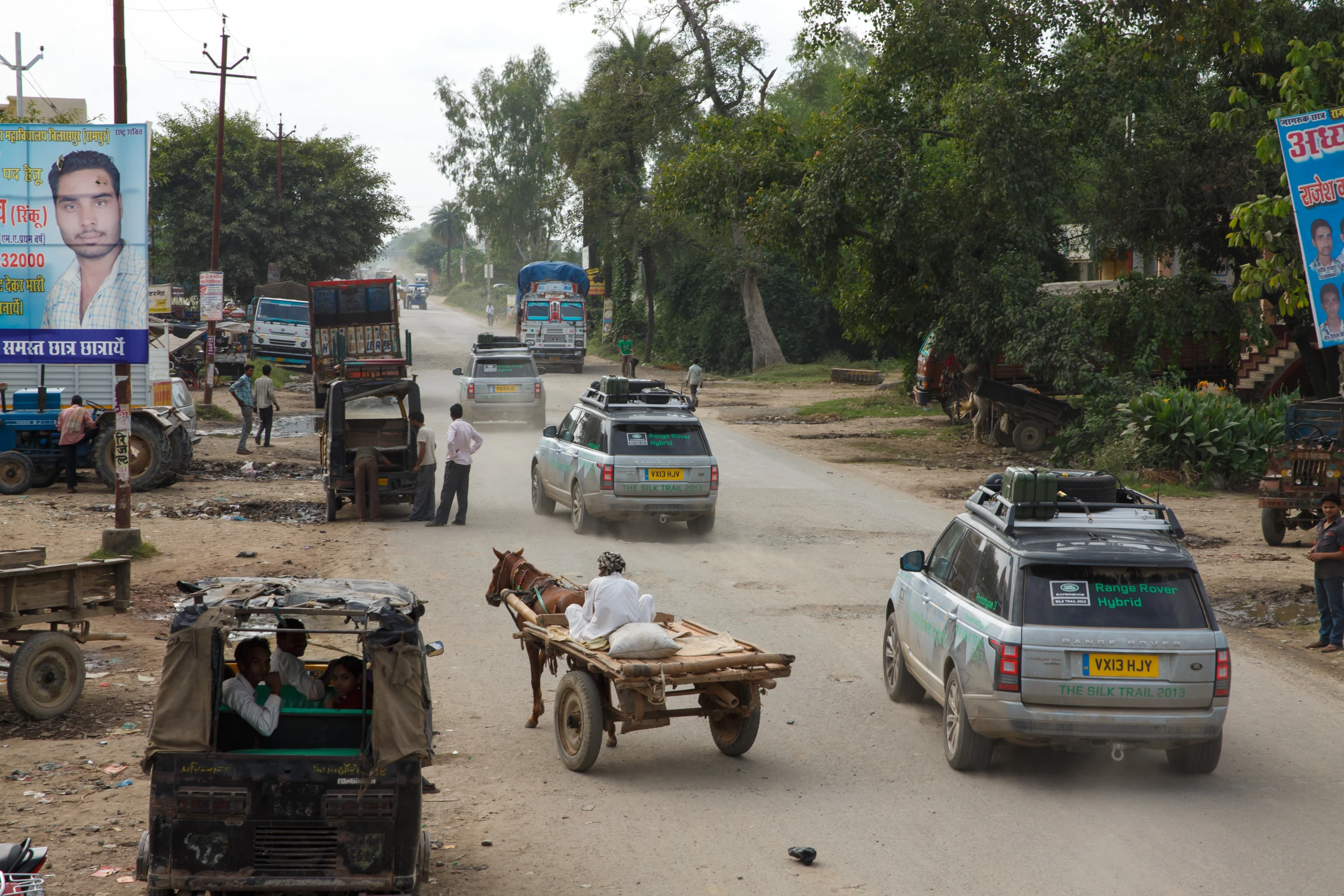 Land Rover's journey include negotiating crowded streets